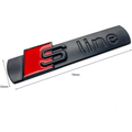 2 Logo Audi S-Line Emblème Badge Adhésif Sline Métal Silver Noir Mat 7cm