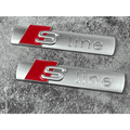2 Logo Audi S-Line Emblème en Métal Gris Mat 7cm