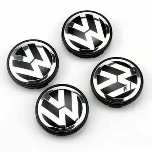 4x Cache Moyeu Volkswagen Jante Centre De Roue enjoliveur VW 65mm noir et blanc Neuf