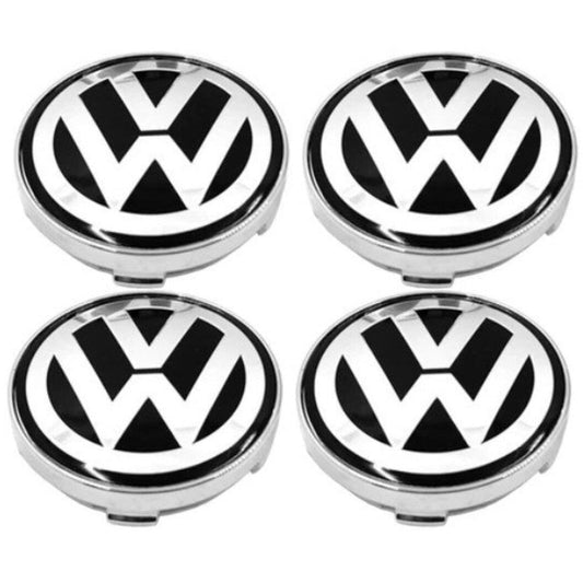 4x Cache Moyeu Volkswagen Jante Centre De Roue enjoliveur VW 60mm noir et blanc Neuf