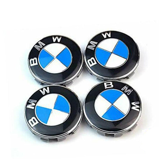 4x Cache Moyeu Jante Centre De Roue enjoliveur Bleu BMW 68mm