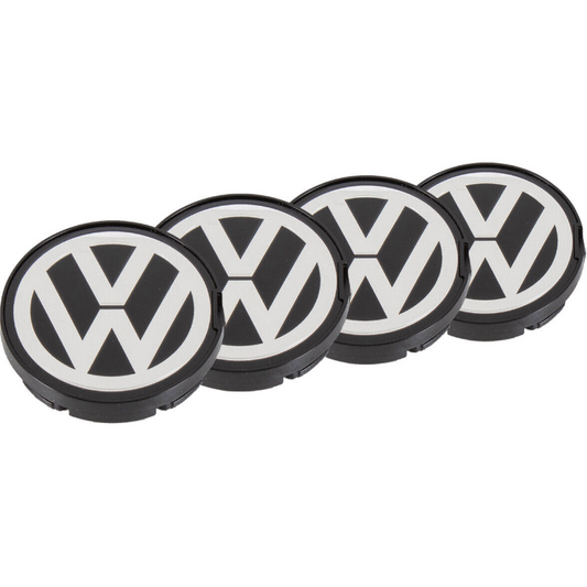 4x Cache Moyeu Volkswagen Jante Centre De Roue enjoliveur VW 55mm noir et blanc Neuf