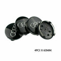 4x Cache Moyeu Audi 60mm Noir Logo Centre Roue jante Embleme