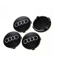 4x Cache Moyeu Audi 60mm Noir Logo Centre Roue jante Embleme