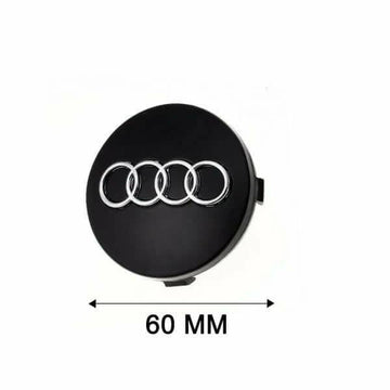 4x Cache Moyeu Audi 60mm Noir Logo Centre Roue jante Embleme