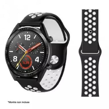 Bracelet Sport 22mmUniversel Samsung / Huawei Watch - Noir/Blanc