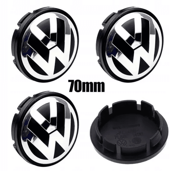 4x Cache Moyeu Volkswagen Jante Centre De Roue enjoliveur VW 70mm noir et gris Neuf