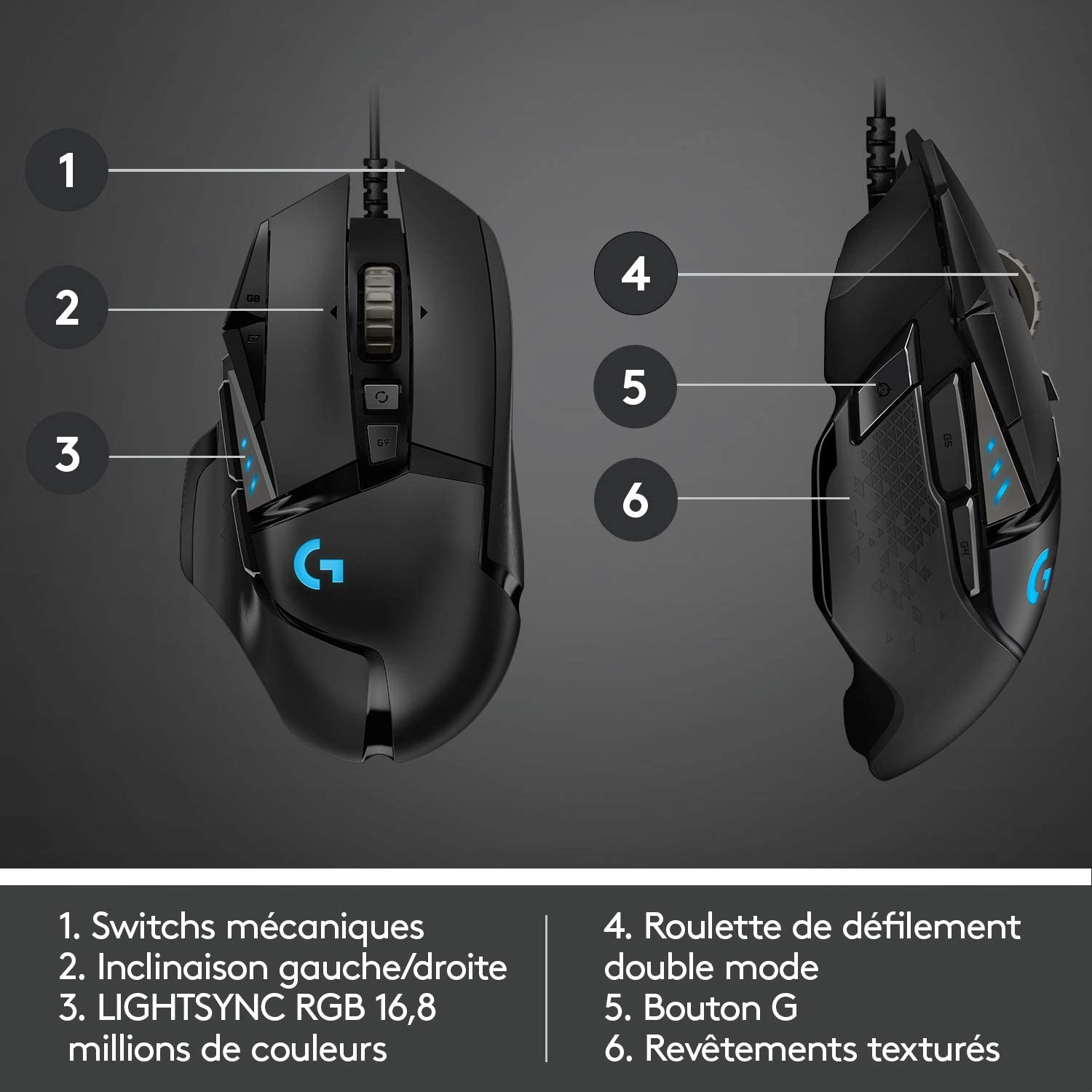 Souris Gaming filaire Logitech G502 Hero Noir