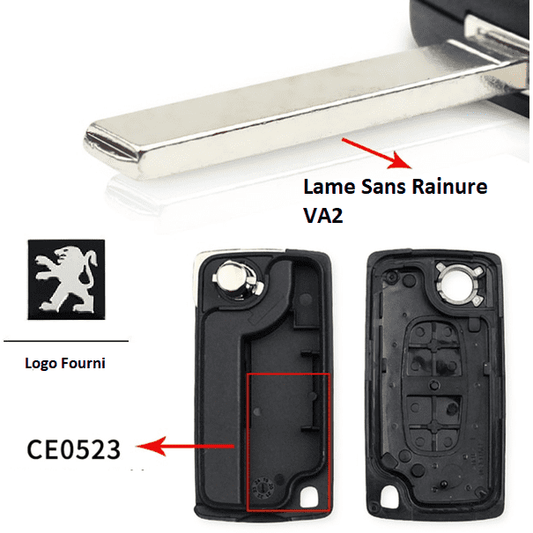 Coque Boitier de télécommande Remplacement Clé Peugeot