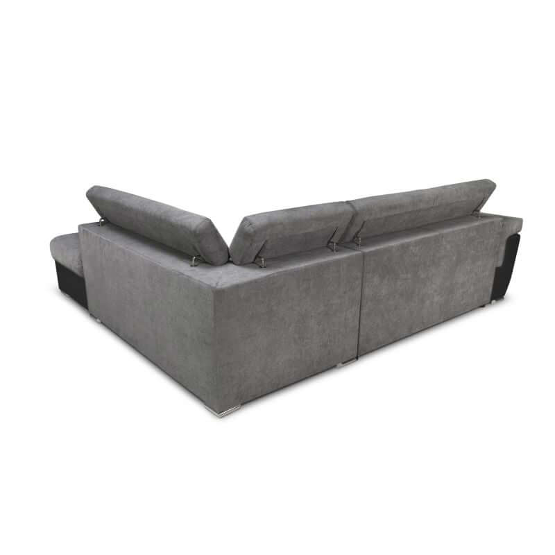 IVY - Canapé d'angle convertible avec coffre en simili et tissu - Gris/noir