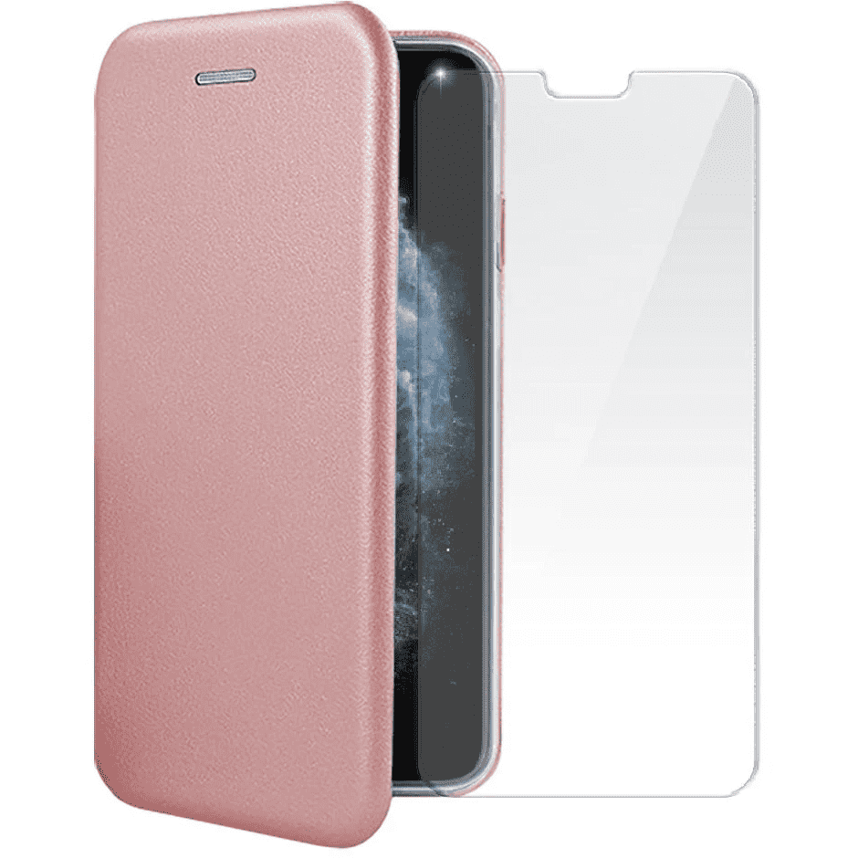 Pack Ibroz iPhone 11 Pro Etui cuir rose