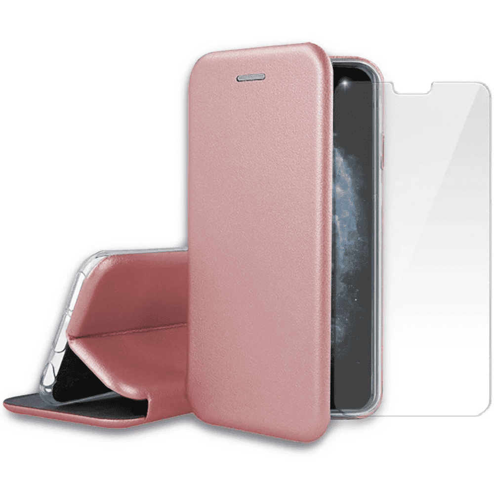 Pack Ibroz iPhone 11 Pro Etui cuir rose