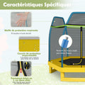 Trampoline extérieur Enfants 223cm avec Filet de Sécurité